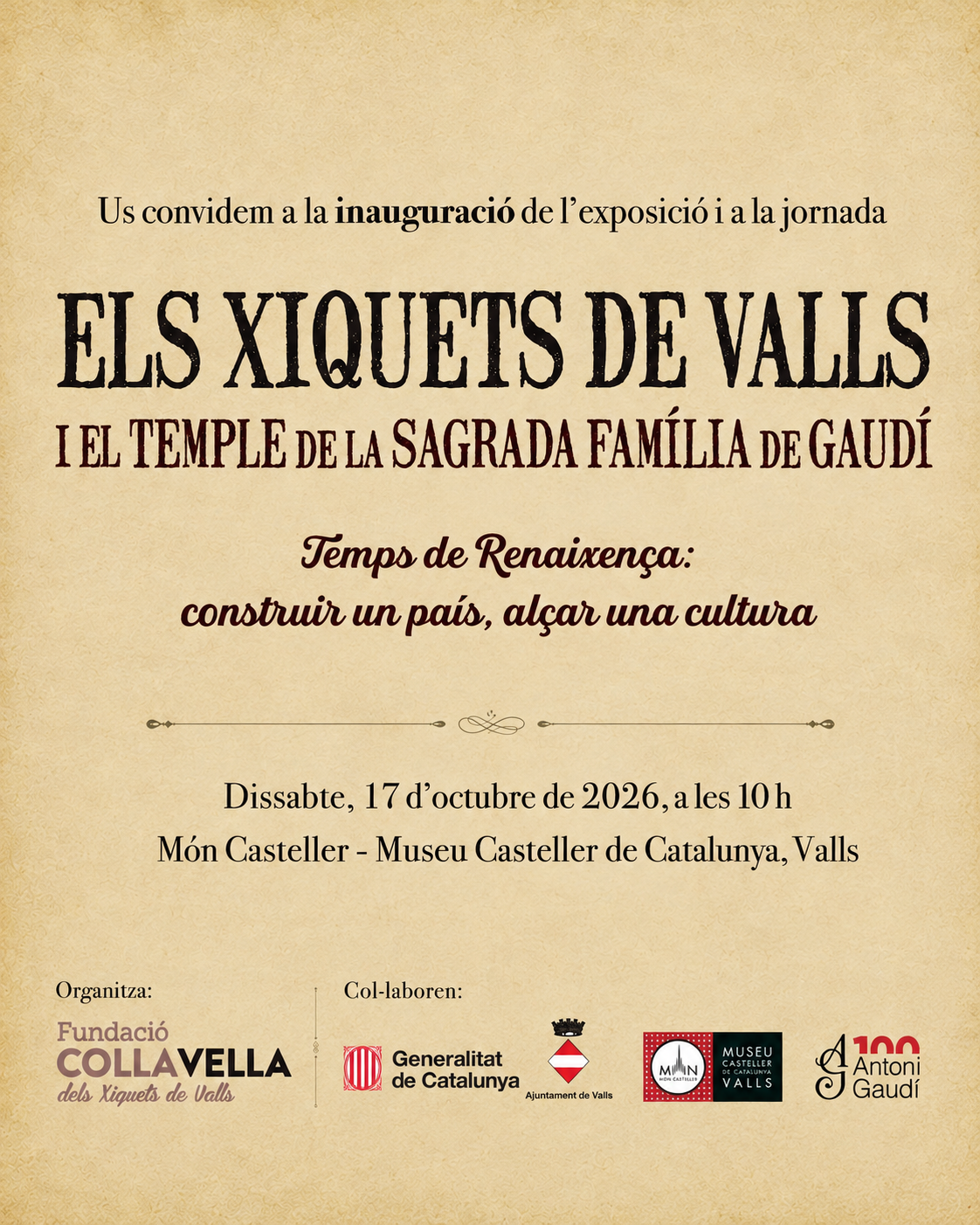 Actualment esteu veient La Fundació Colla Vella i el Museu Casteller organitzen una jornada sobre els Xiquets de Valls i la Sagrada Família de Gaudí